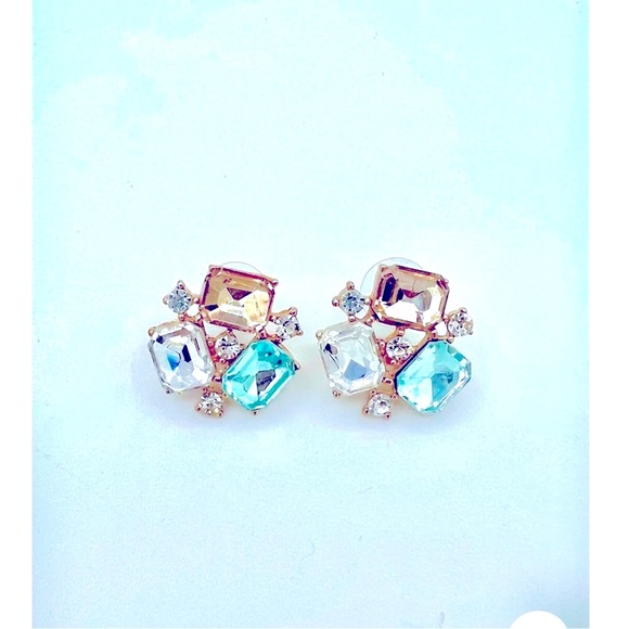 Multi-Color Stone Statement Earrings, NWT - Picture 4 of 8